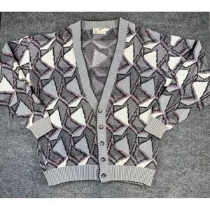 Vintage London Fog Cardigan Sweater Made in USA Large Tall 90s Grandpa Core Knit